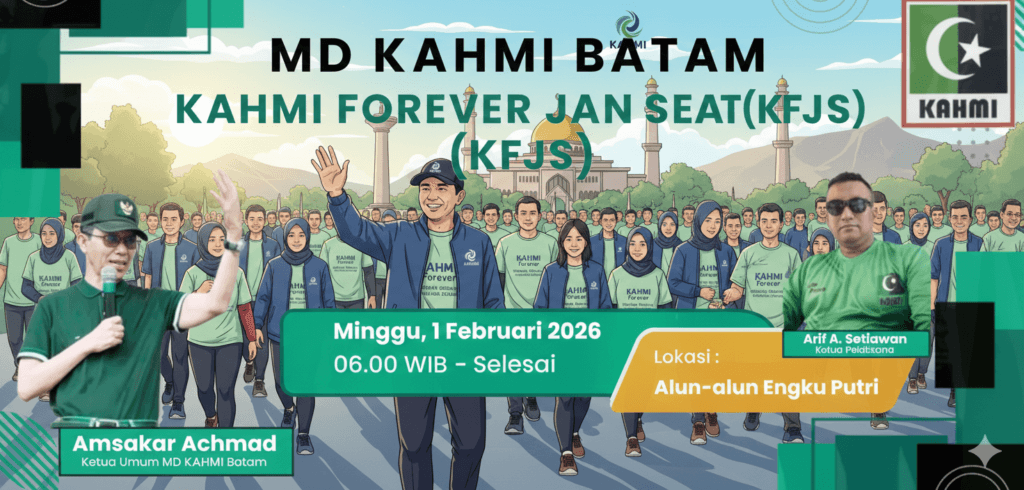 Jalan Sehat KAHMI Batam 2026 bersama Amsakar Achmad di Dataran Engku Putri.