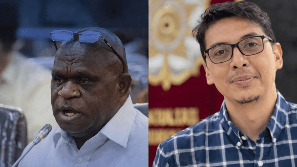 Kolase foto Menteri HAM Natalius Pigai (kiri) dan Pakar Hukum UGM Zainal Arifin Mochtar atau Mas Uceng (kanan) yang terlibat aksi saling sindir di media sosial X.