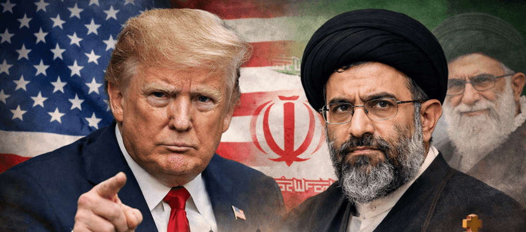 Ilustrasi Donald Trump menolak Mojtaba Khamenei sebagai pemimpin baru Iran di tengah isu suksesi kepemimpinan Iran.